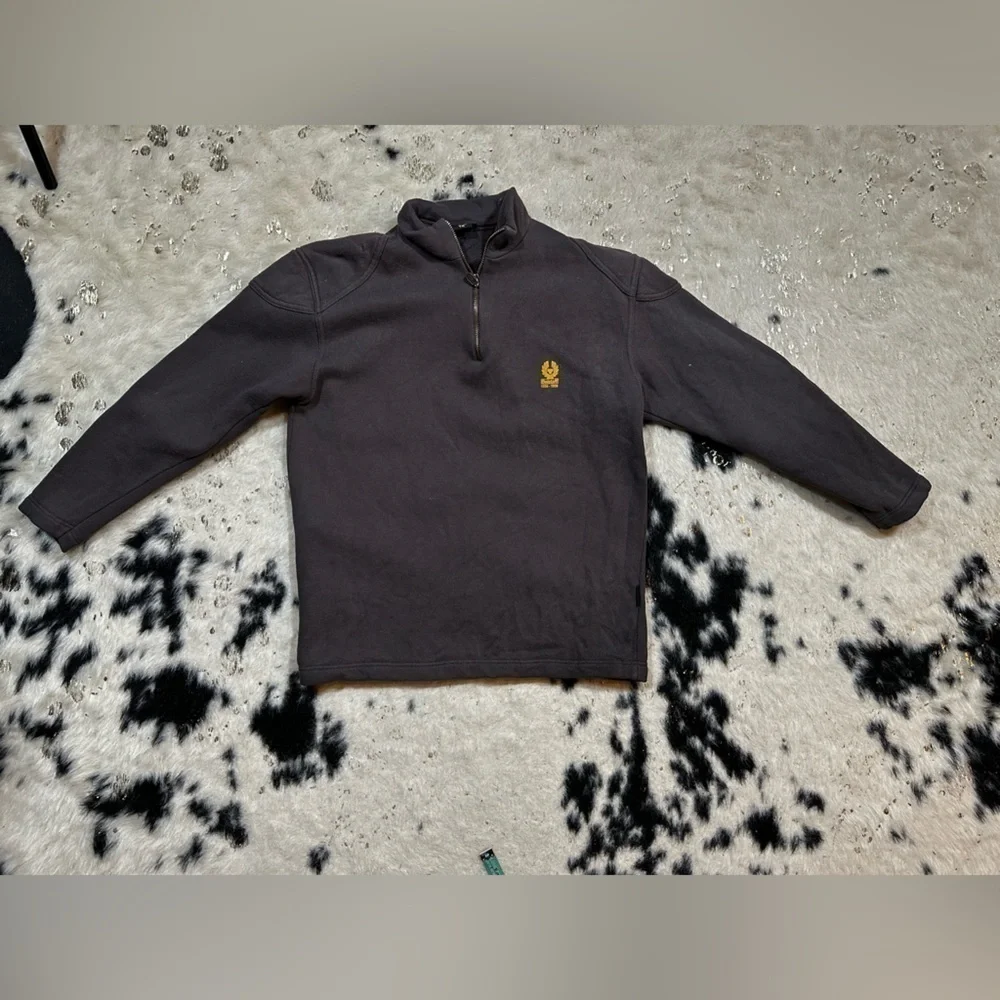 BELSTAFF Girl’s Brown Gold Logo Quarter Zip Pullover Sweatshirt Size 12